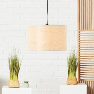 Lámpara colgante de madera beige, Enna