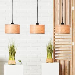 Lámpara colgante de madera beige, Enna