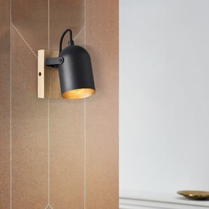 Foco de pared de madera dorado, Veroniek