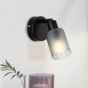 Foco de pared negro de vidrio, Fanny
