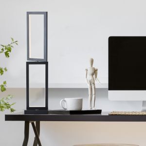 Lámpara de mesa negra moderna, Enis, 18W, 3000K LED, regulable en 3 pasos