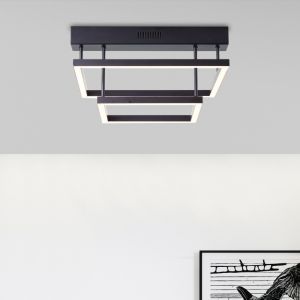 Plafón de techo negro moderno, Enis, 34W, 3000K LED, regulable en 3 pasos