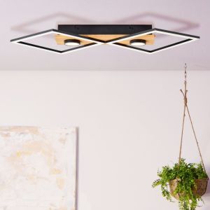 Plafón de techo de madera negro, Virginia, 32W, 3000K LED