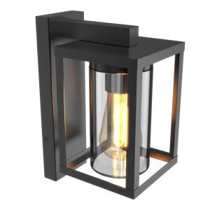 Aplique exterior con sensor crepuscular de aluminio negro, Lugco, IP44