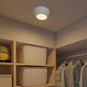 Lámpara de techo con sensor de plástico blanca, Ravza, 2,3W, 3000K LED, IP44