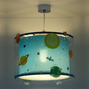 Lámpara colgante infantil de plástico azul, Planets