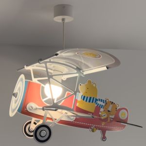 Lámpara colgante infantil de plástico roja, Teddy plane