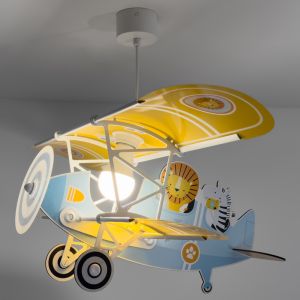 Lámpara colgante infantil de plástico azul, Lion plane