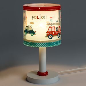 Lámpara de mesa infantil de plástico azul, Police, con interruptor
