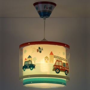 Lámpara colgante infantil de plástico azul, Police