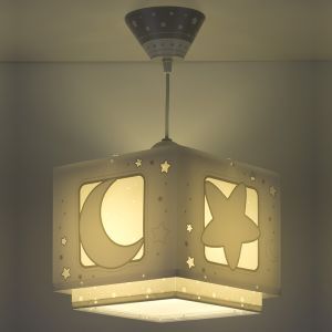 Lámpara colgante infantil de plástico gris, Moon and stars