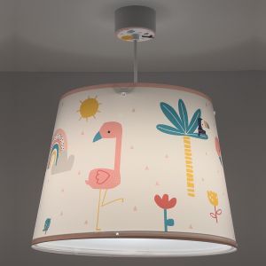 Lámpara colgante infantil de plástico rosa, Flamingo