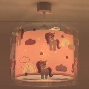 Lámpara colgante infantil de plástico rosa, Unicorn