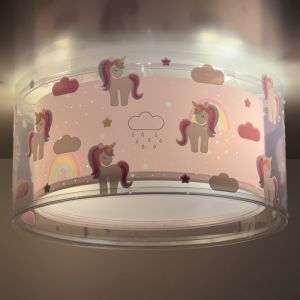 Lámpara de techo infantil de plástico rosa, Unicorn