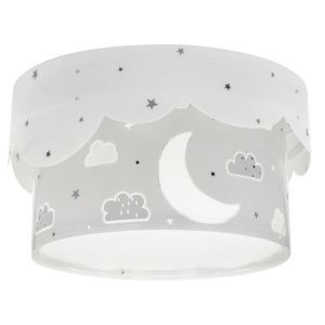 Lámpara de techo infantil de plástico gris, Moon