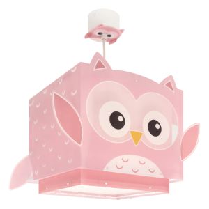 Lámpara colgante infantil rosa de plástico, Owls