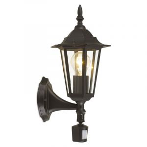 Aplique exterior con sensor de movimiento negro de aluminio, Alieke, IP44