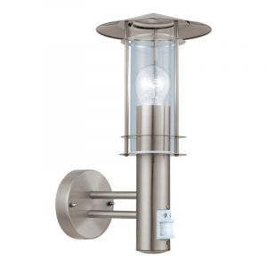 Aplique exterior con sensor de movimiento plateado de acero inoxidable, Arabella, IP44