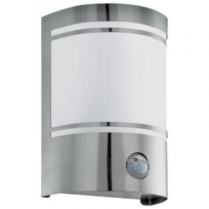 Aplique exterior con sensor de movimiento plateado de vidrio, Aartje, IP44
