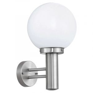 Lámpara exterior plateada de acero inoxidable, Baukje, IP44