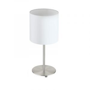 Lámpara de mesa blanca de tela, Abano, con interruptor