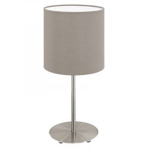 Lámpara de mesa gris pardo de tela, Abano, con interruptor