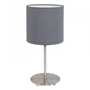 Lámpara de mesa gris de tela, Abano, con interruptor