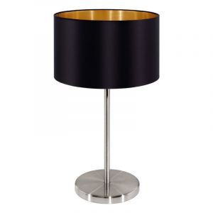 Lámpara de mesa dorada de tela, Terme, con interruptor