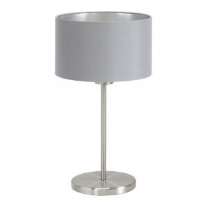 Lámpara de mesa gris de tela, Terme, con interruptor