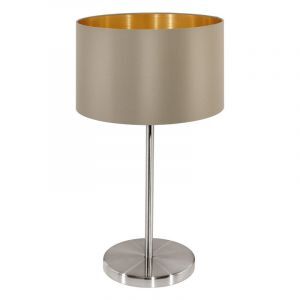 Lámpara de mesa dorada de tela, Terme, con interruptor