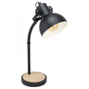 Lámpara de mesa de madera marrón, Elmira, con interruptor