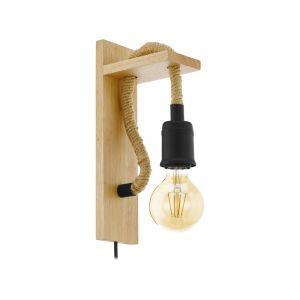 Aplique de madera marrón, Simeon, con interruptor