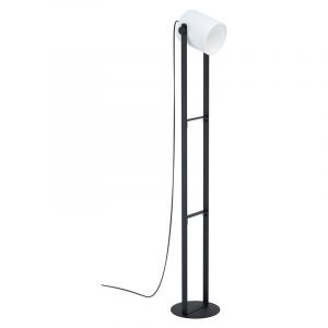 Lámpara de pie de madera negra, Kaspar, con interruptor