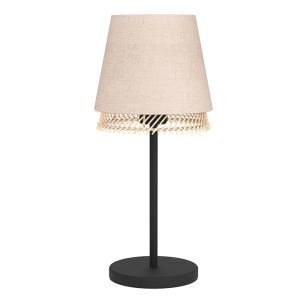 Lámpara de mesa beige de tela, Ruby, con interruptor