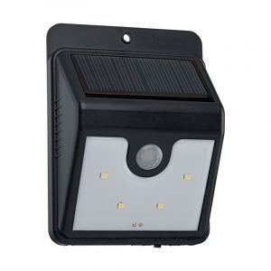 Aplique solar exterior negro de plástico, Zora, 1W, 6000K LED, IP44