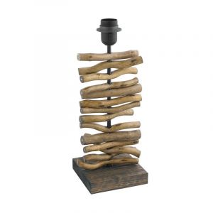 Lámpara de mesa de madera marrón, Agneta, con interruptor