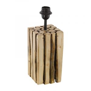 Lámpara de mesa sin pantalla de madera marrón, Kick, con interruptor