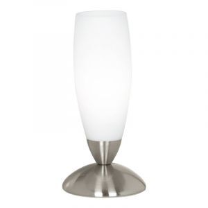 Lámpara de mesa níquel de vidrio, Enland, con interruptor