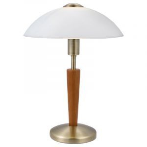 Lámpara de mesa bronce de madera, Miam, con regulador táctil