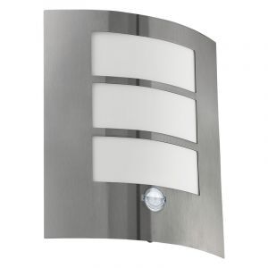 Aplique exterior con sensor de movimiento plateado de plástico, Elyana, IP44
