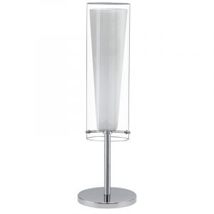 Lámpara de mesa cromada de vidrio, Barceno, con interruptor