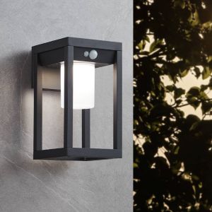 Aplique solar exterior negro de aluminio, Kwame, 3,7W, 4000K LED, IP44