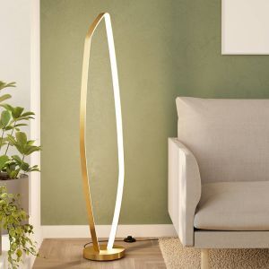 Lámpara de pie dorada de aluminio, Samson, 25,2W, 3000K LED, con interruptor