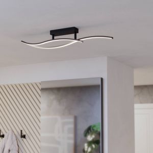 Lámpara de techo negra de acero, Tevin, 12W, 4000K LED