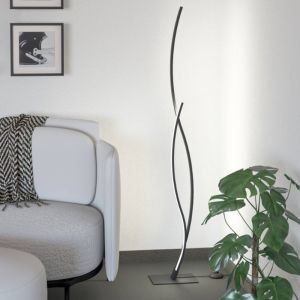 Lámpara de pie negra de acero, Tevin, 20W, 4000K LED, con interruptor