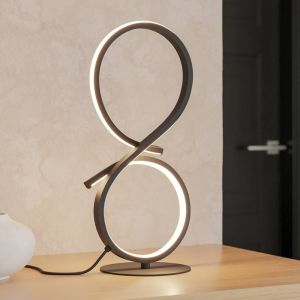 Lámpara de mesa negra de aluminio, Thekla, 11,4W, 3000K LED, con interruptor