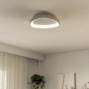 Lámpara de techo blanca de plástico, Shauni, 12W, ajustable entre luz blanco cálido y frío LED, con mando a distancia