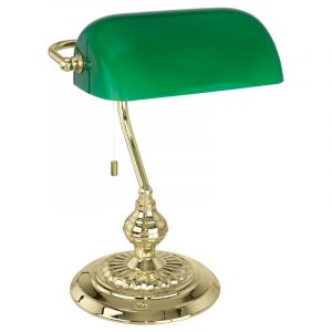 Lámpara de mesa latón de vidrio, Lugco, con interruptor de cuerda