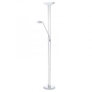 Lámpara de pie de lectura cromada de vidrio, Brava, 20W, 3000K LED, con interruptor