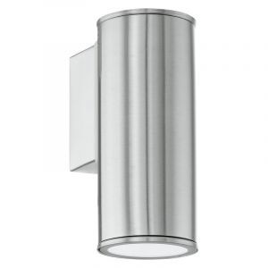 Lámpara exterior plateada de acero inoxidable, Marlies, IP44